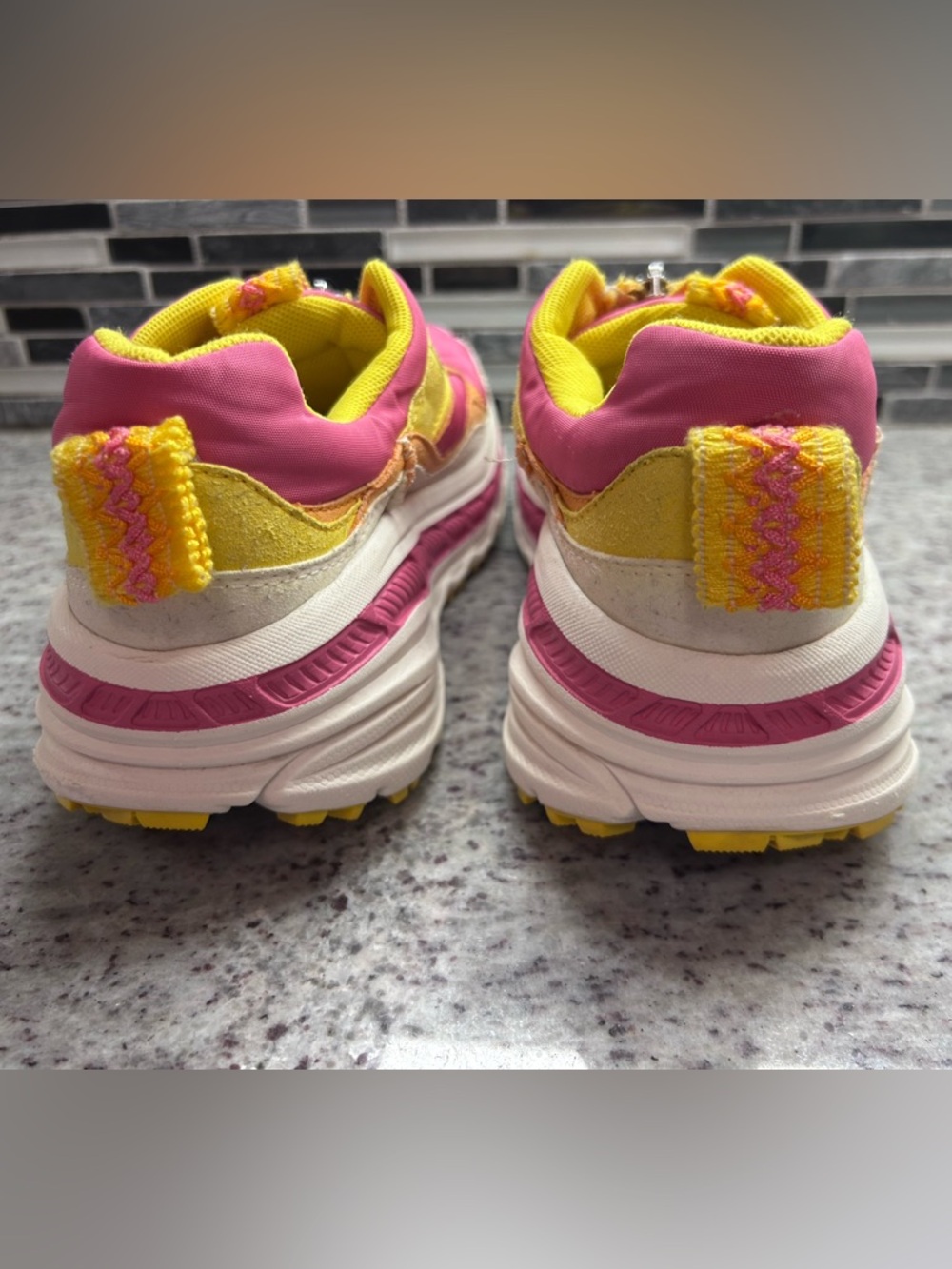 UGG Women's Zip Mesh Pink, Yellow & Orange Colorblock Sneakers size 8 - Picture 6 of 10